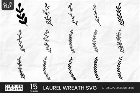 Laurel Wreath Svg 15 Variations Graphic By Qidsign Project · Creative