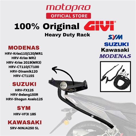 GIVI 100 Original Heavy Duty Rack HRV SRV SYM MODENAS KAWASAKI SUZUKI