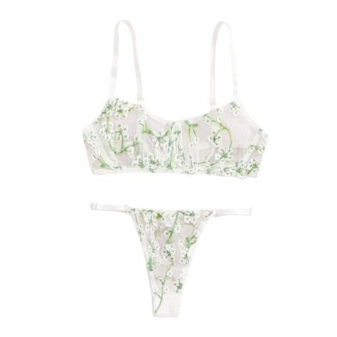 Sous vêtements sexy femme bikini trois points pyjama brodé en dentelle sexy l Blanche