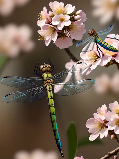 Download Ai Generated Dragonflies Flowers Royalty Free Stock