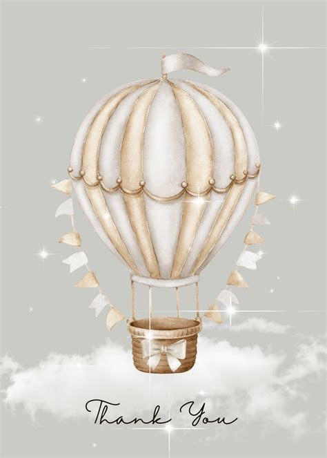 Hot Air Balloon Thank You Card Etsy