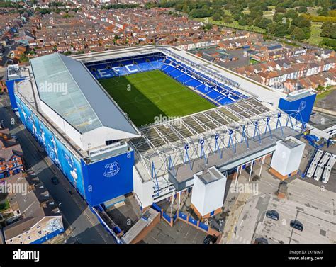 everton football club goodison park stadium aerial image  august