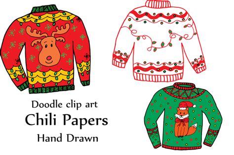 Ugly Christmas Sweater Clipart By ChiliPapers | TheHungryJPEG