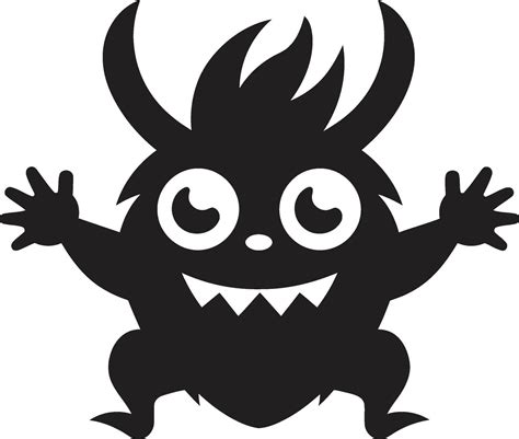 Black and Charming Cartoon Monster Vector Symbol Monstrous Mascot Cartoon Monster Logo 34064954 ...