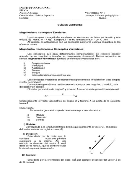 Guía N°1 Vectores Pdf Vector Euclidiano Sistema De Coordenadas Cartesianas