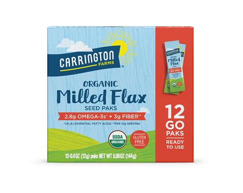 Carrington Farms Flax Paks - Organic Milled Flax Seeds - 12 Packets