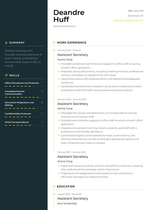 Assistant Secretary Resume Examples And Templates