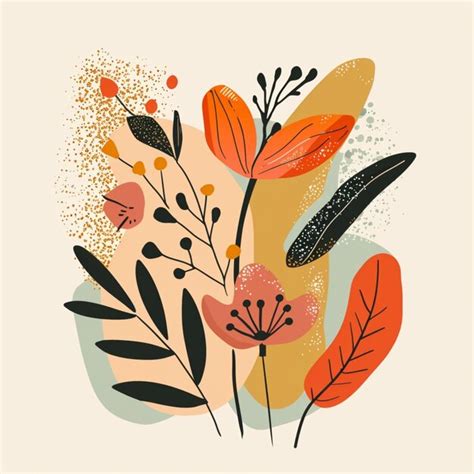 Hand Drawn Abstract Flat Design Wall Artwork Premium Ai Generated Image