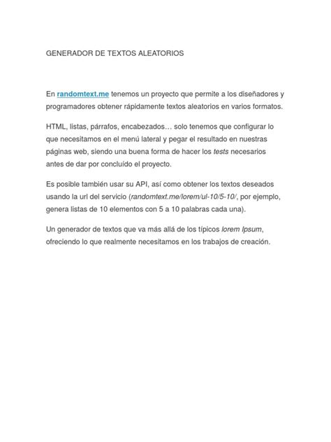 Banco De Textos Aleatório - Generador de Textos Aleatorios | PDF