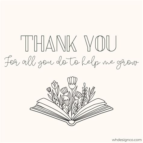 Thank You Card Thank You for Helping Me Grow Printable Card Script