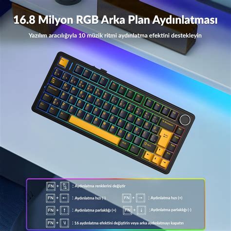 Aula F Mekanik Rgb Tkl Hot Swap Graywood V Switch Kablosuz Makrolu T Rk E Q Klavye Siyah
