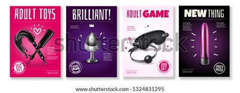Sex Toys Poster Set Advertising Captions Stock Vector Royalty Free Shutterstock