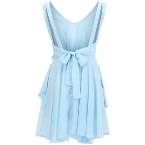 Cut Out Back Pleated Lake Blue Dress 32 Liked On Polyvore Cute