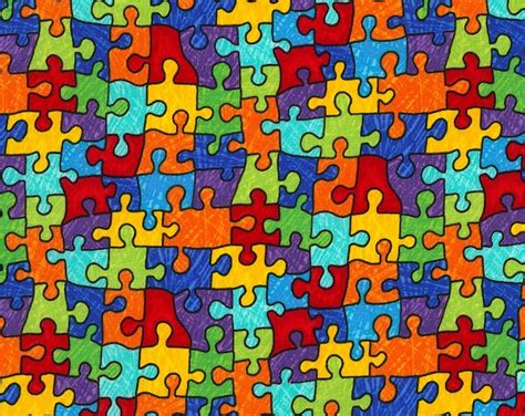 Puzzle Pieces Fabric /jigsaw Puzzle Fabric / Autism Awareness Fabric by ...