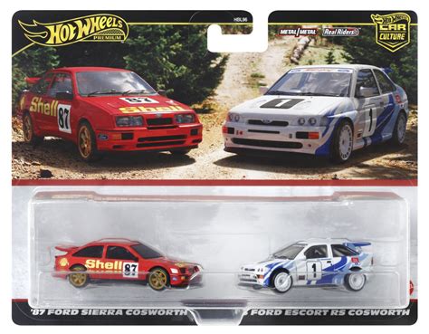 HOT WHEELS PREMIUM SET 2 MASINUTE METALICE FORD SIERRA COSWORTH SI FORD ESCORT RS COSWORTH SCARA