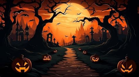 Premium AI Image | In a Halloween background a full moon often shines ...