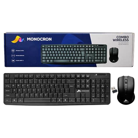 Combo Wireless Teclado Mouse Monocron Preto Mundoware