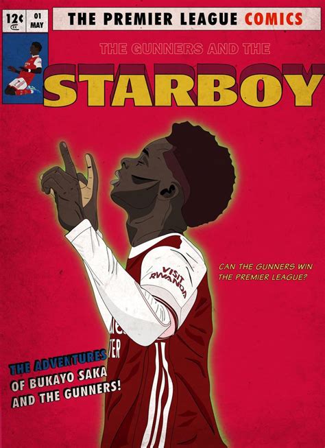 Bukayo Saka Starboy Arsenal Retro Comic Illustration In Arsenal