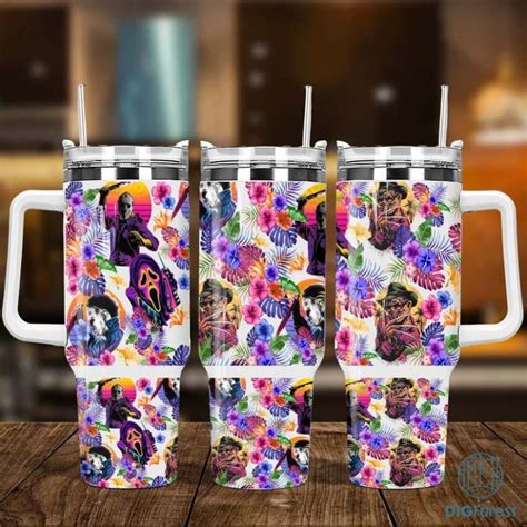 Halloween Horror 40oz Quencher Tumbler Wrap Sublimation Design Friends