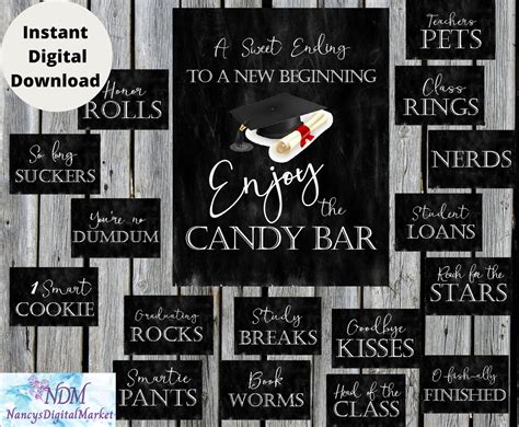Printable Graduation Candy Bar Signsgrad Party Decor Etsy