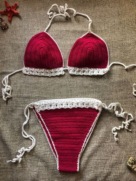 Crochet Bikini Set Sexy Bikini Set Knitted Swimsuit Etsy