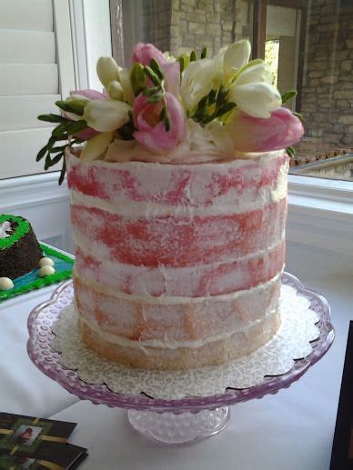 Pink Velvet Ombre Layer Frosted Naked Cake For A Rustic Wedding