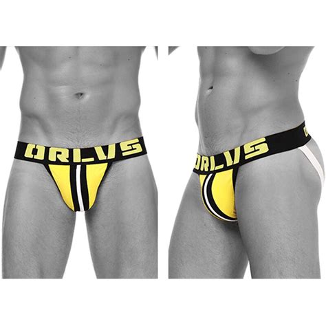 Striped Mens Bikini Pouch G String Stretch Thong Underwear See Through Cotton Mans Open Butt G