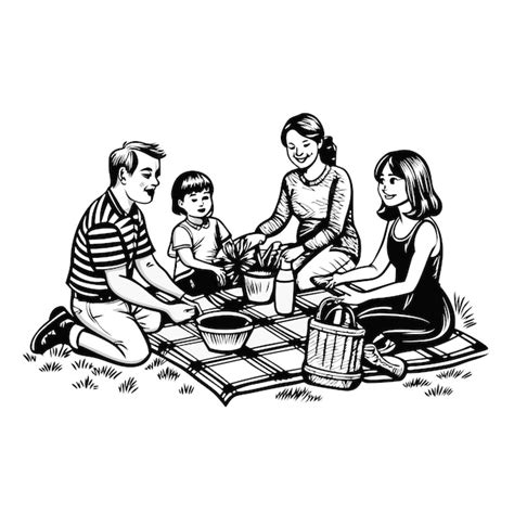 Premium Vector Picnic Drawing Concept Illustration