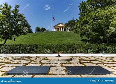 The Two Graves Of John F Kennedy And His Wife With The Eternal Flame