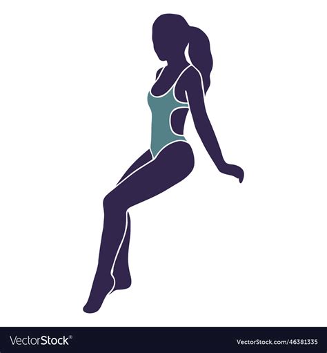 Bikini Girl Sitting Left Facing Royalty Free Vector Image