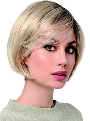 Monofilament Platinum Blonde Chin Length Straight 10 Bobs Best Synthetic Wigs
