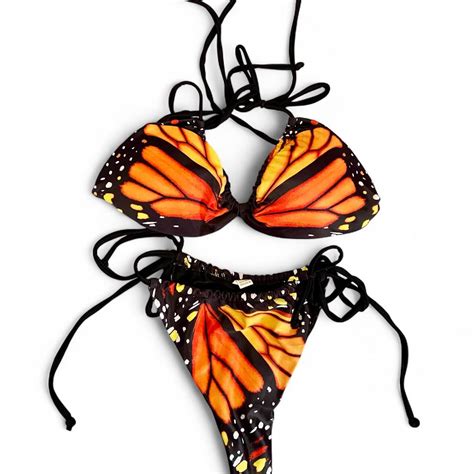 Butterfly Print Bikini Set With Adjustable Ties Depop