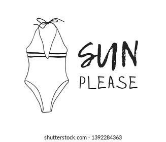 Hand Drawn Summer Quote Bikini Illustration Stock Vector Royalty Free Shutterstock