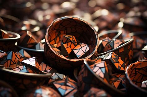 Brown ceramic pottery shards | Premium AI-generated image