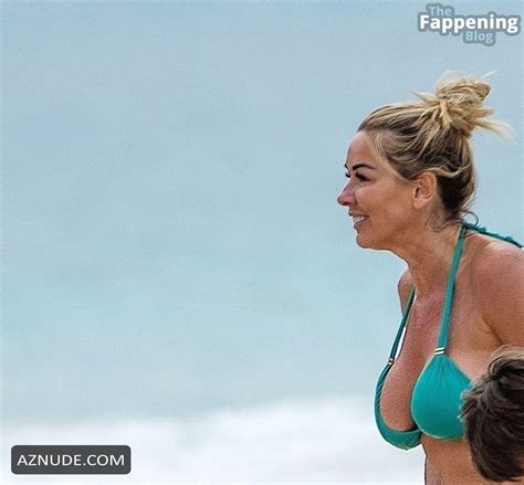 Claire Sweeney Sexy Seen At The Beach Wearing A Hot Blue Bikini In Barbados Aznude