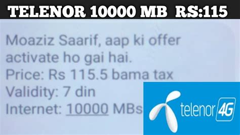 New Offer Telenor Mb Internet Package Only Rs Poray Days