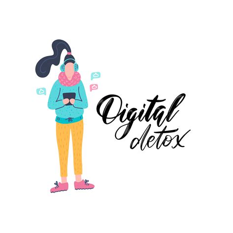 Digital Detox Young Female Character With Gadget Addiction Modern