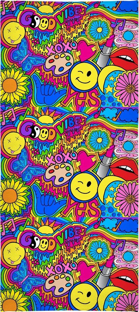 Hippie Vibes Towel Hippie Wallpaper Art Collage Wall Hippie Painting