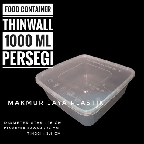 Thinwall Ml Kotak Persegi Food Container Kotak Makan Plastik