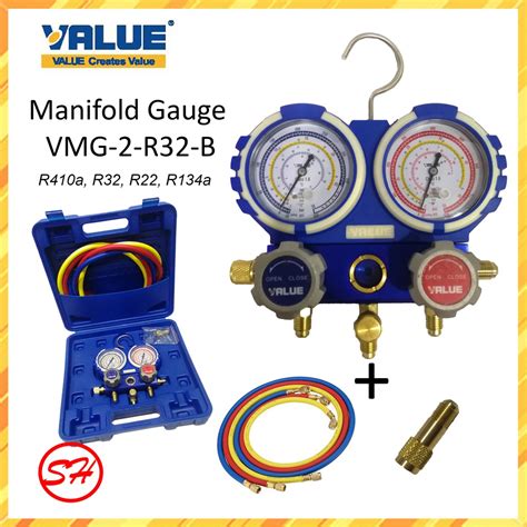 VALUE Manifold Gauge VMG-2-R32-B Gas Meter R410a, R32, R22, R134a for ...