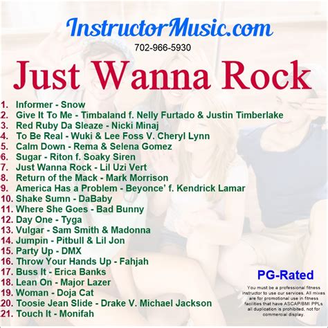 Just Wanna Rock | Instructor Music | Workout Music | Exercise Music