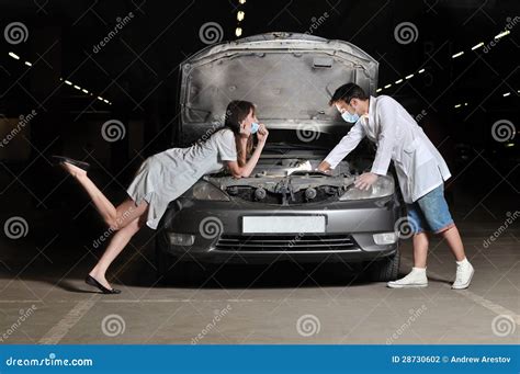 The Doctor and Nurses Repair the Car Stock Photo - Image of help ...