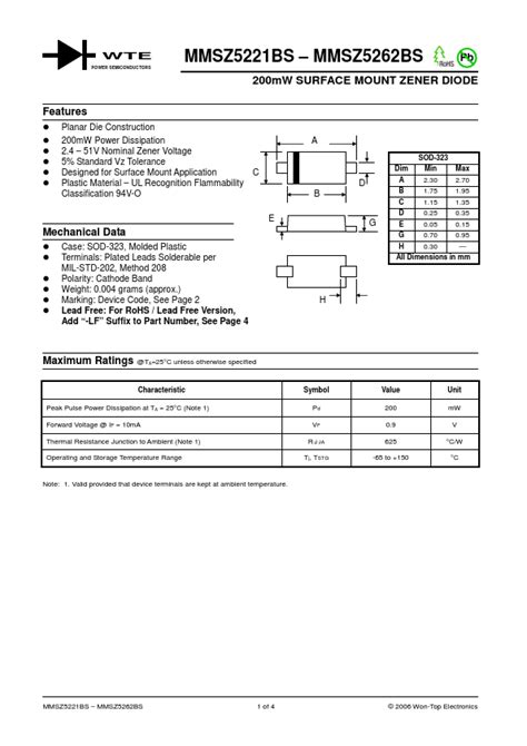 Mmsz Bs Won Top Electronics Diode Hoja De Datos Ficha T Cnica