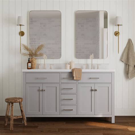 Winston Porter Parvez 61 Double Bathroom Vanity With White Quartz Top