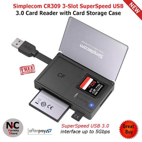 Simplecom Cr Slot Superspeed Usb Card Reader With Card Storage