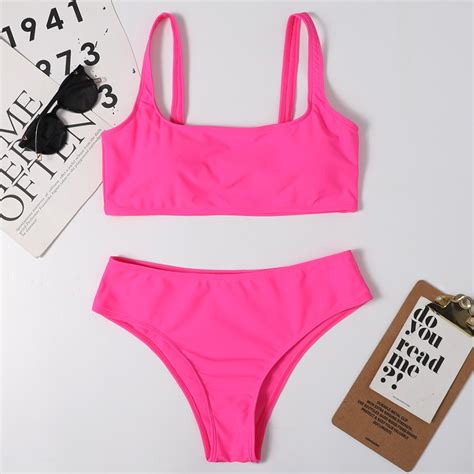 Jual Preorder Sexy Swimsuit Womens Swimwear High Waist Bikini Black High Leg Bikinis Set