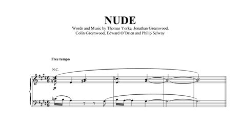 Nude Piano Vocal Guitar Chords Right Hand Melody Sheet Music