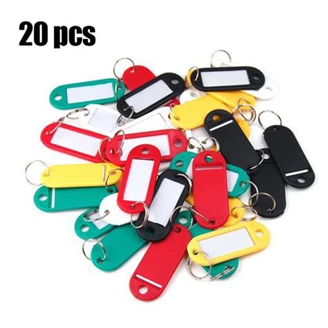 10 20pcs Colorful Plastic Keychain Key Tags Label Numbered Name Baggage