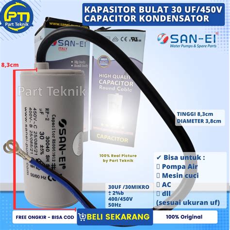 Jual Kapasitor Bulat Uf V Capacitor Pompa Air San Ei Shopee