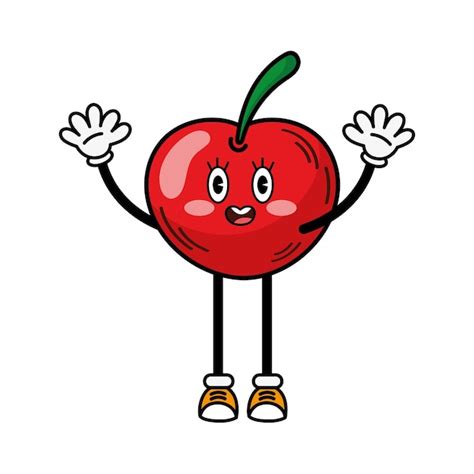 Pomme De Personnage De Dessin Animé De Fruits Vecteur Gratuite